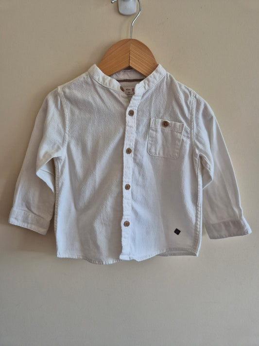 Zara Baby White Linen Long Sleeve Shirt Size 1