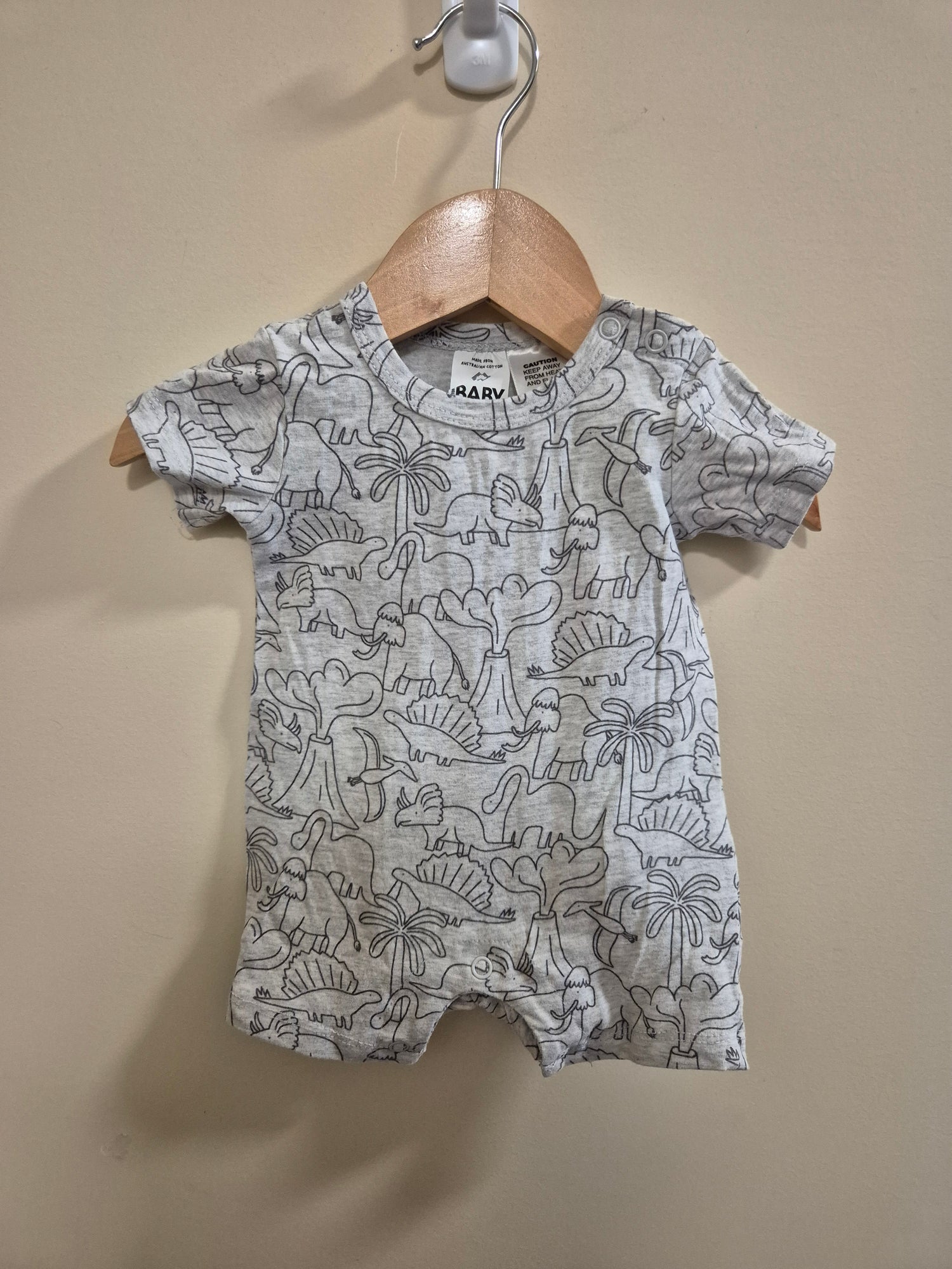 Cotton On Grey Dino Romper Size 0000