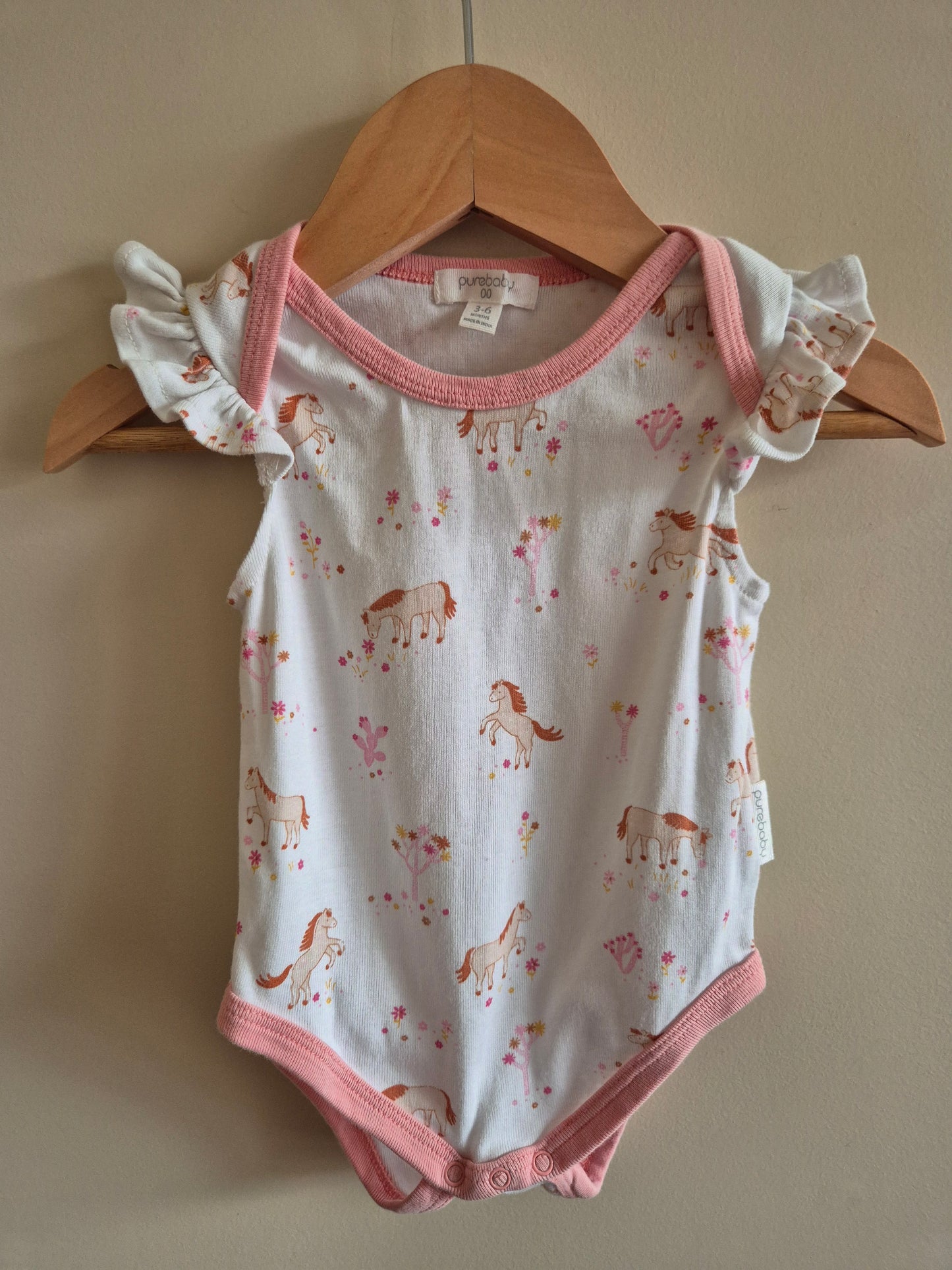 Purebaby Pony Frill Bodysuit Size 00