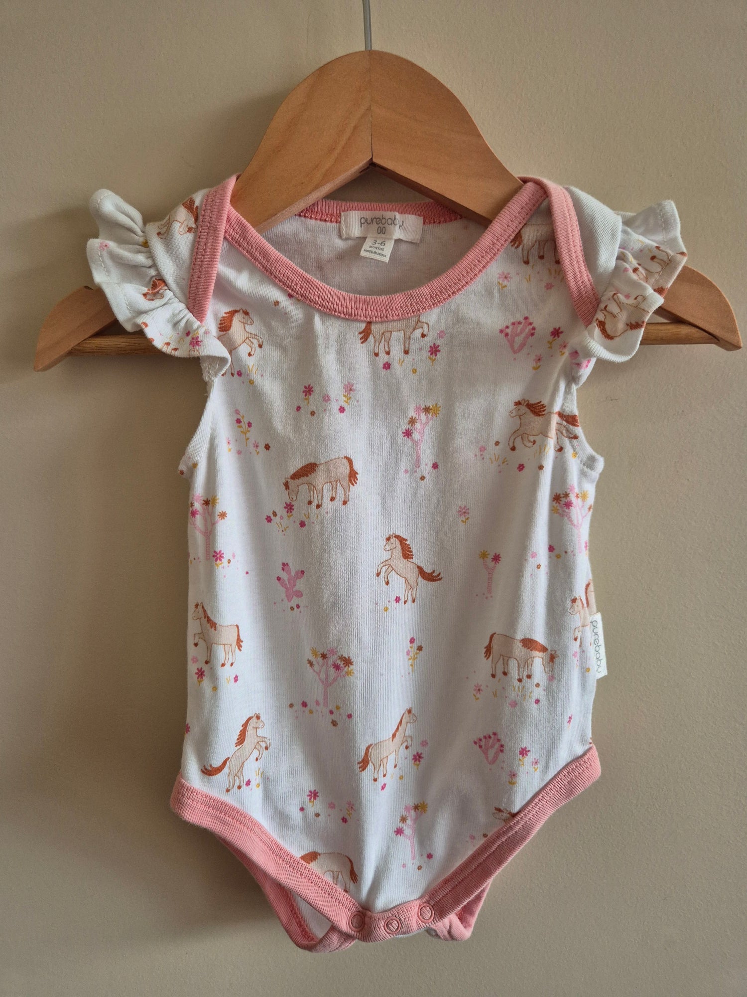 Purebaby Pony Frill Bodysuit Size 00