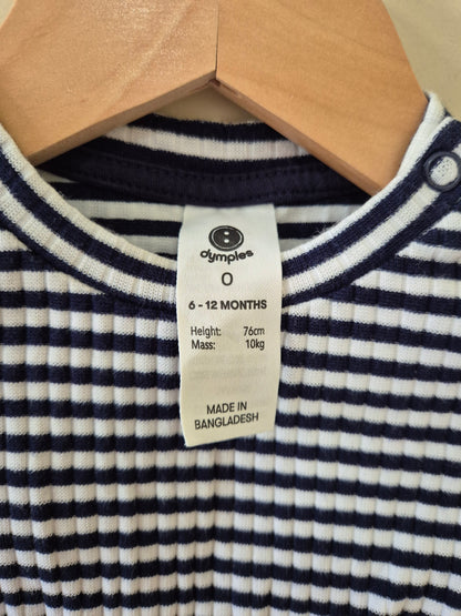 Dymples Navy Striped Ribbed Shirt Size 0