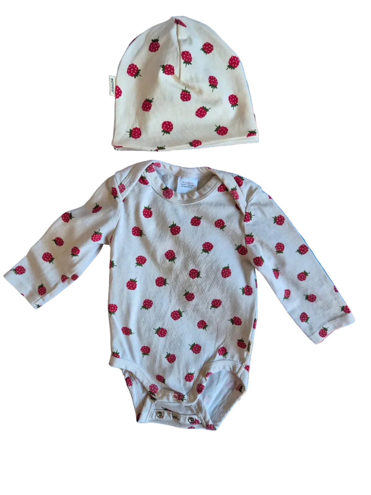 Bonds Rasberry Long Sleeve Bodysuit & Matching Beanie Size 000