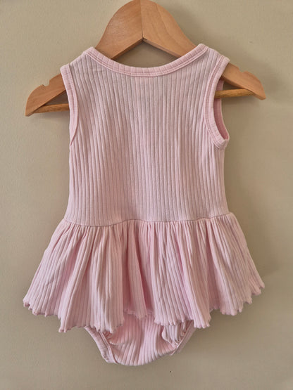Dymples Pink Ribbed Singlet Bodysuit Dress Size 1
