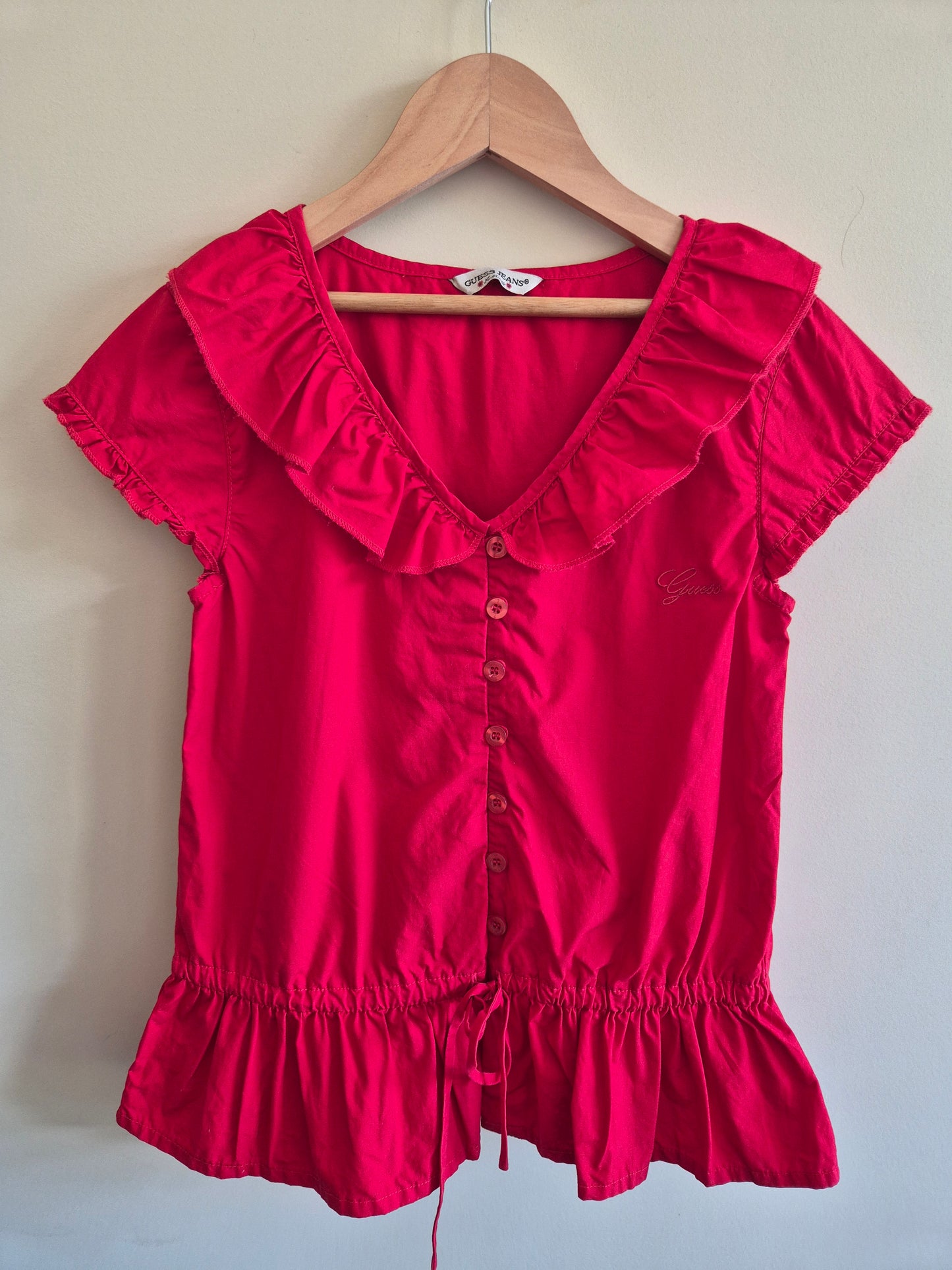 Guess Red Frill Shirt Size 10-12