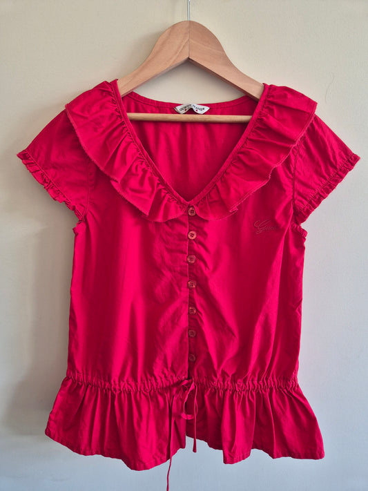 Guess Red Frill Shirt Size 10-12