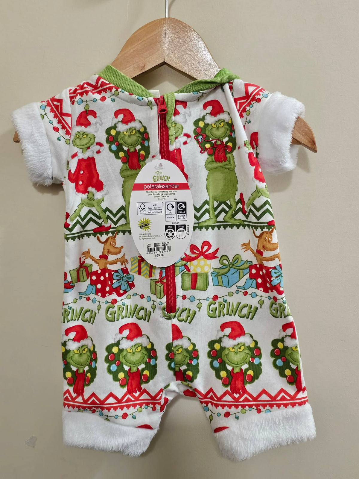 BNWT Peter Alexander Grinch Romper Size 0000