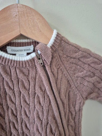 Country Road Mocha Cable Knit Onesie Size 000