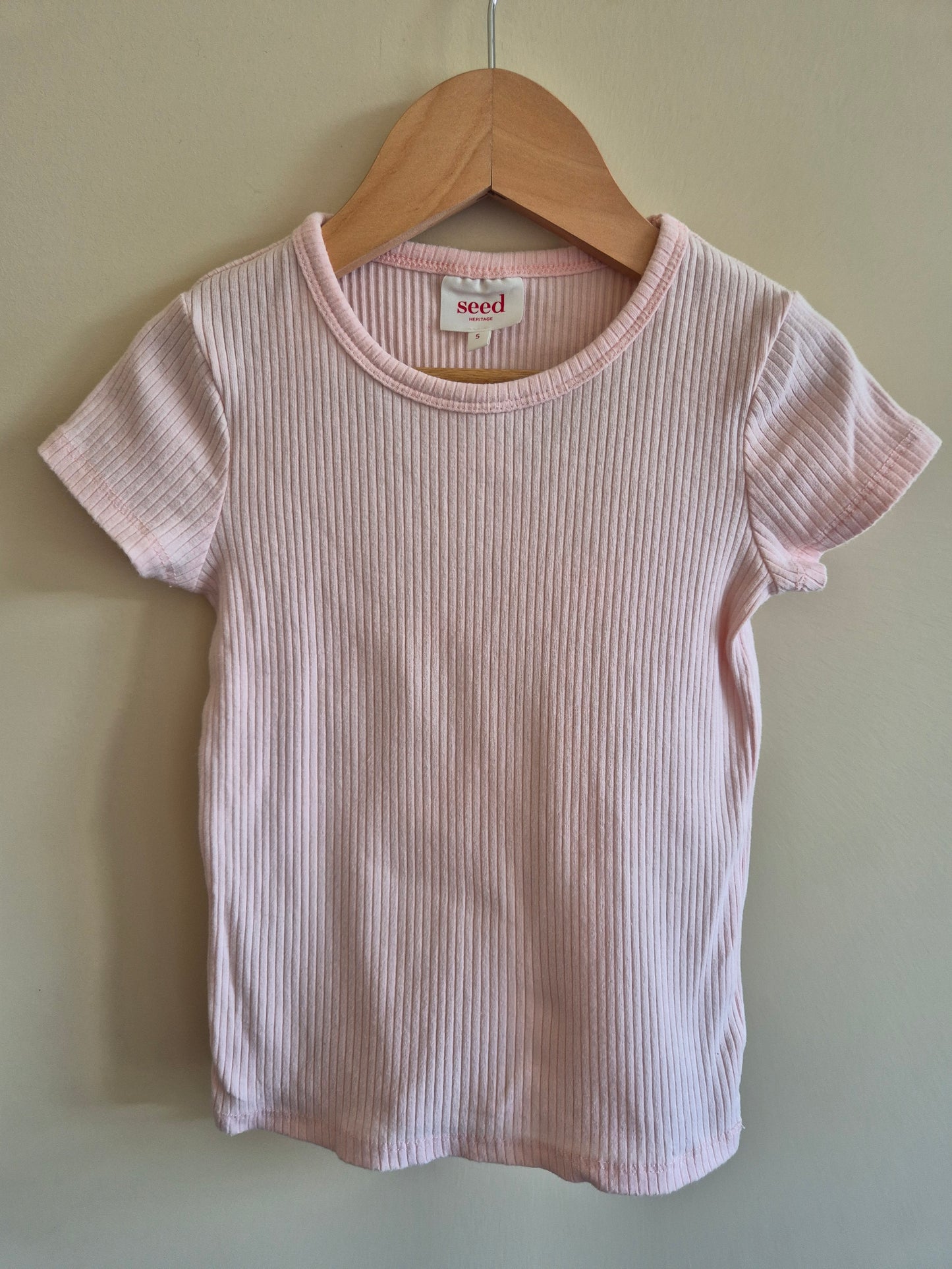 Seed Heritage Ribbed Soft Pink Shirt Size 5