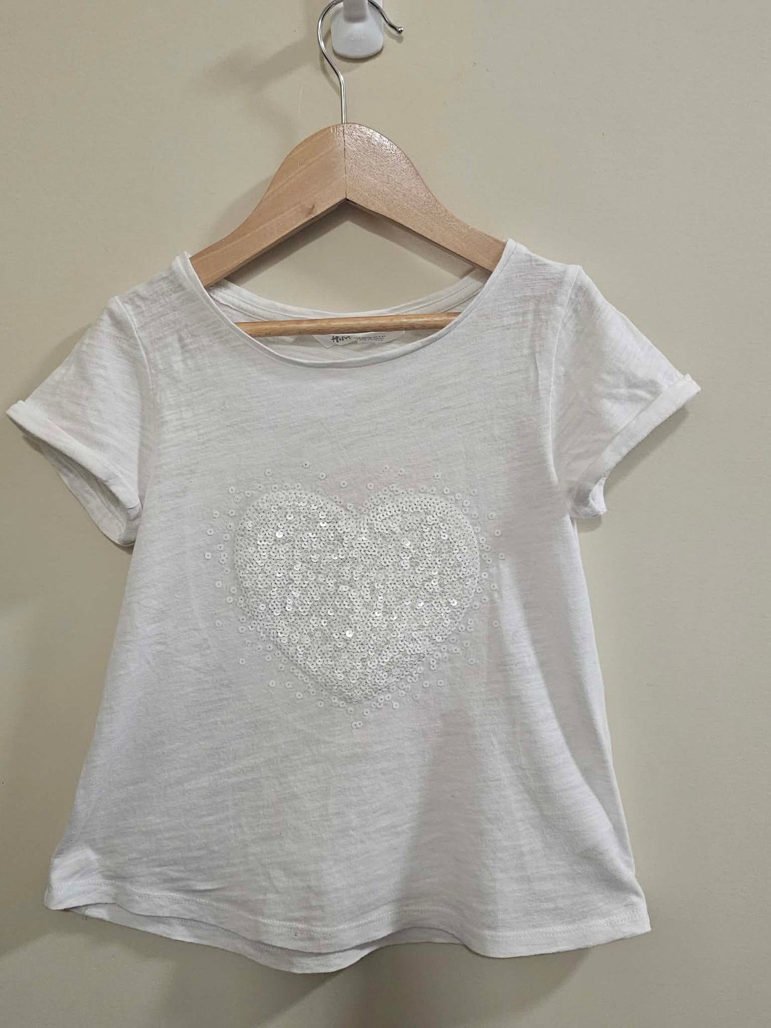 H&M Love Heart White Shirt Size 5-6