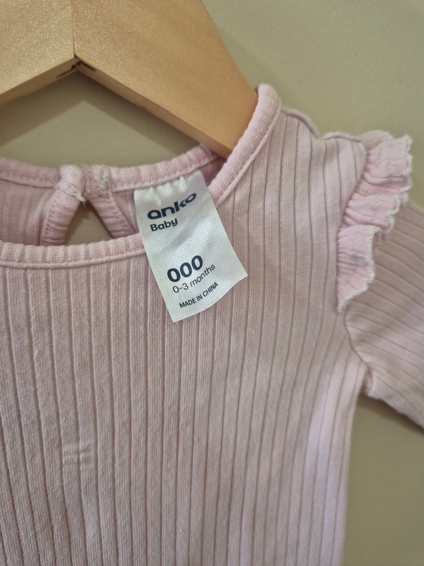 Ribbed Frill Long Sleeve Bodysuit - 000