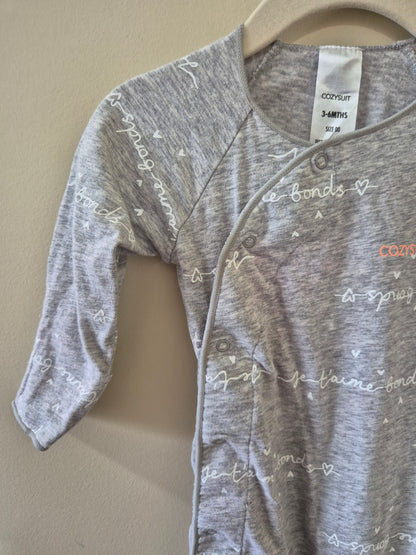 BONDS Grey Cozysuit - Size 00