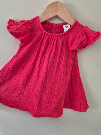 Dymples Red Size 1 Frill Linen Top