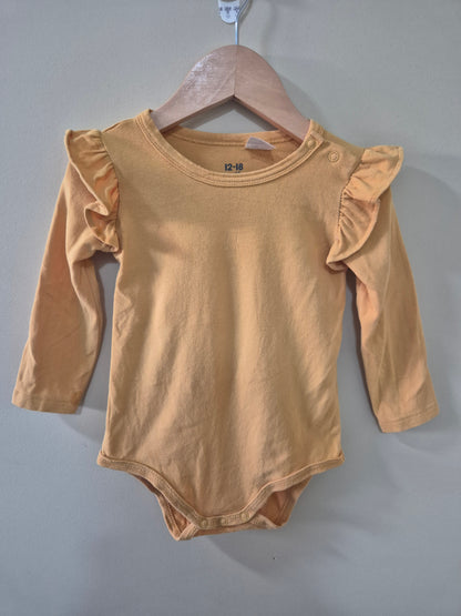 Cotton On Soft Mustard Frill Bodysuit Size 1