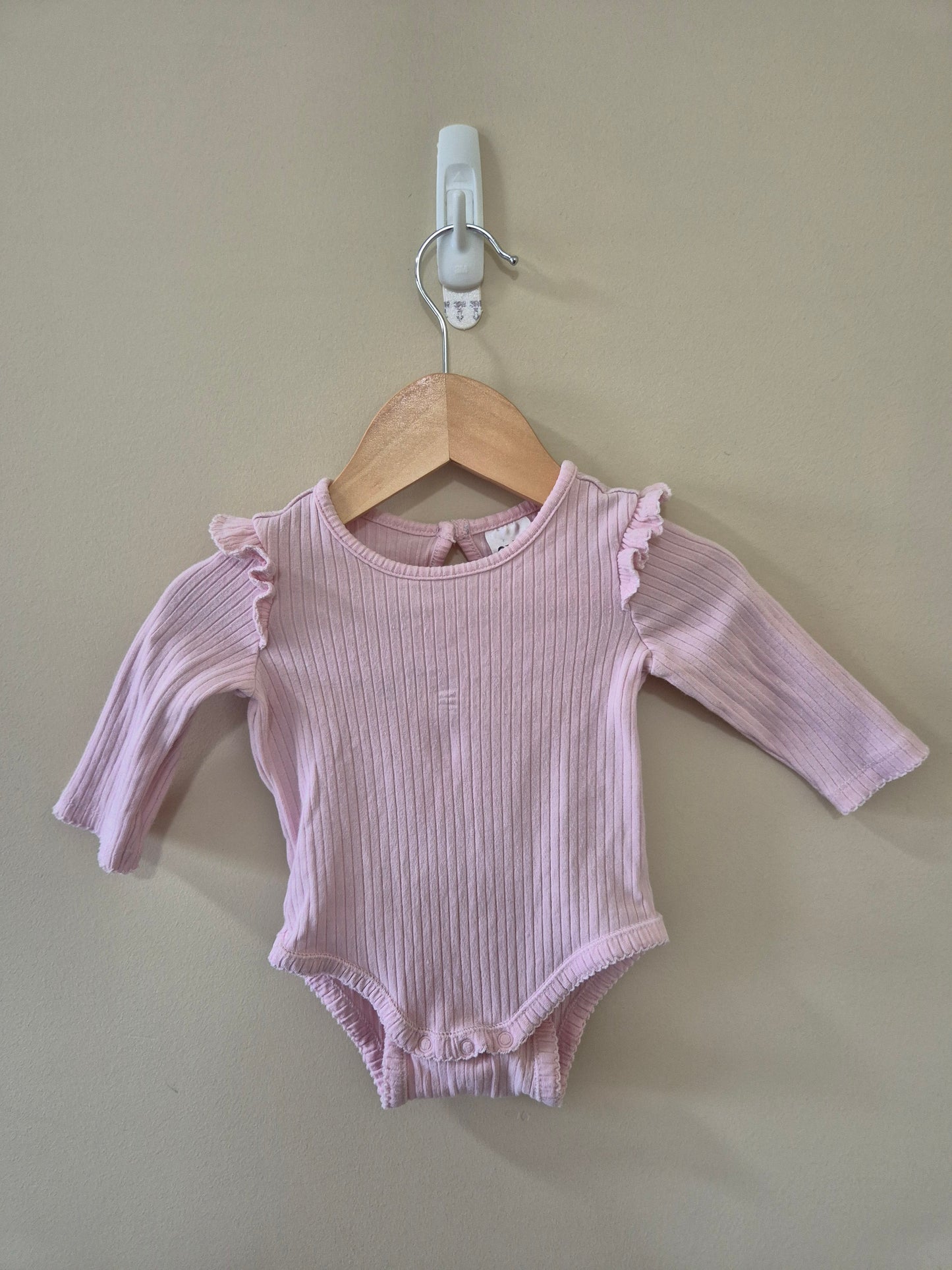 Ribbed Frill Long Sleeve Bodysuit - 000