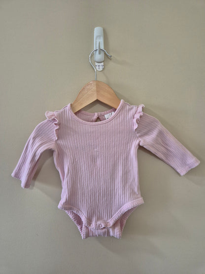 Ribbed Frill Long Sleeve Bodysuit - 000