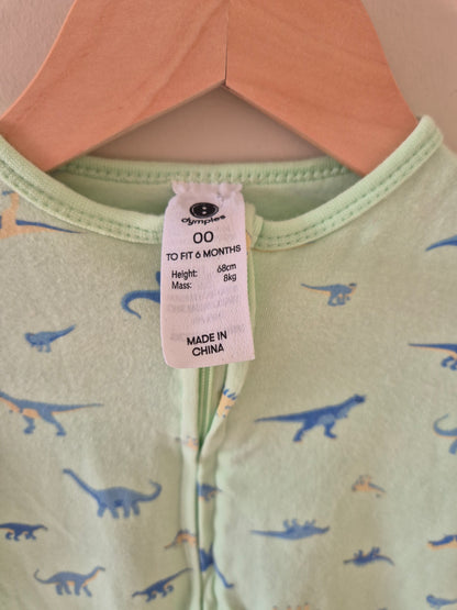 Dymples Green Dinosaur Onesie Size 00