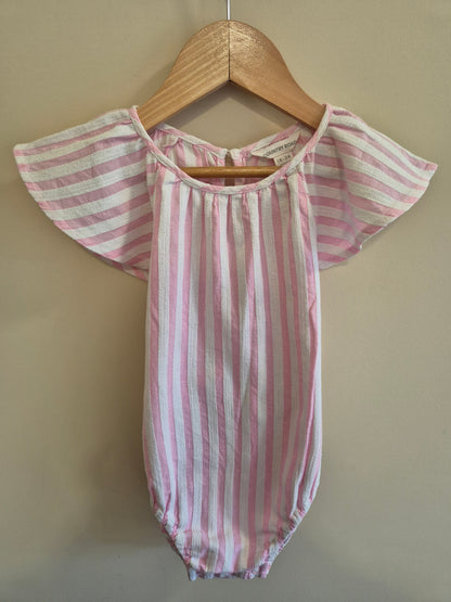 Country Road Striped Pink & White Romper Size 2