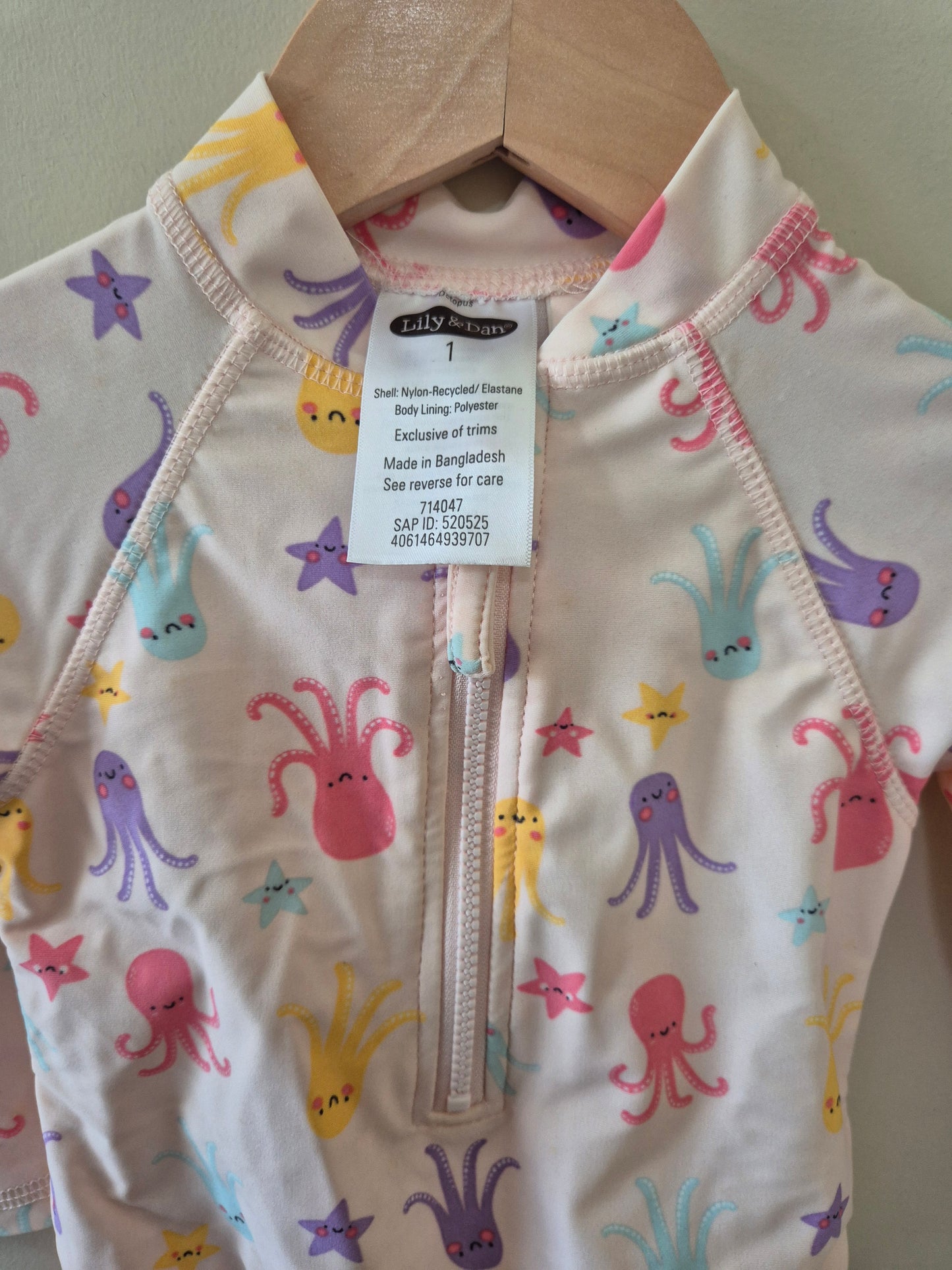 Lily & Dan Size 1 Octopus Swimwear Outfit Piece