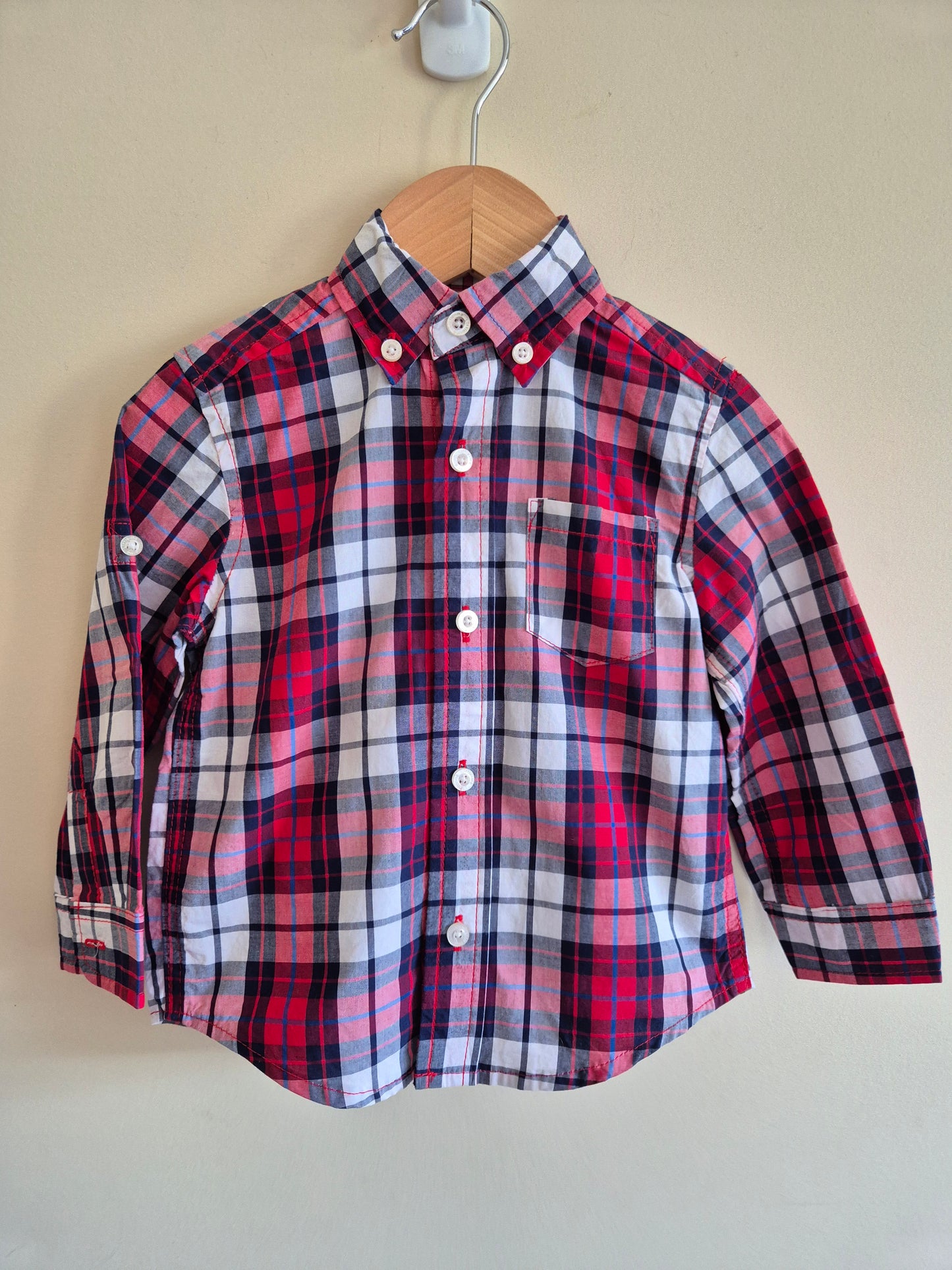 Little Me Plaid Long Sleeve Shirt Size 1