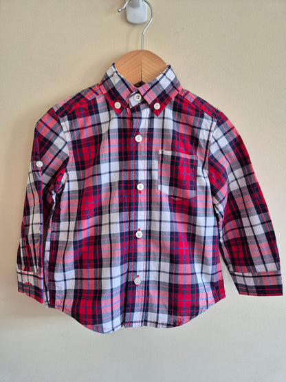 Little Me Plaid Long Sleeve Shirt Size 1