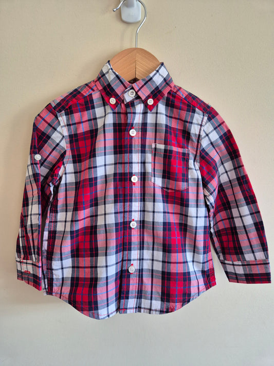 Little Me Plaid Long Sleeve Shirt Size 1