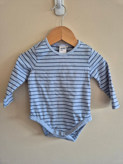 Anko Long Sleeve Striped Bodysuit Size 00