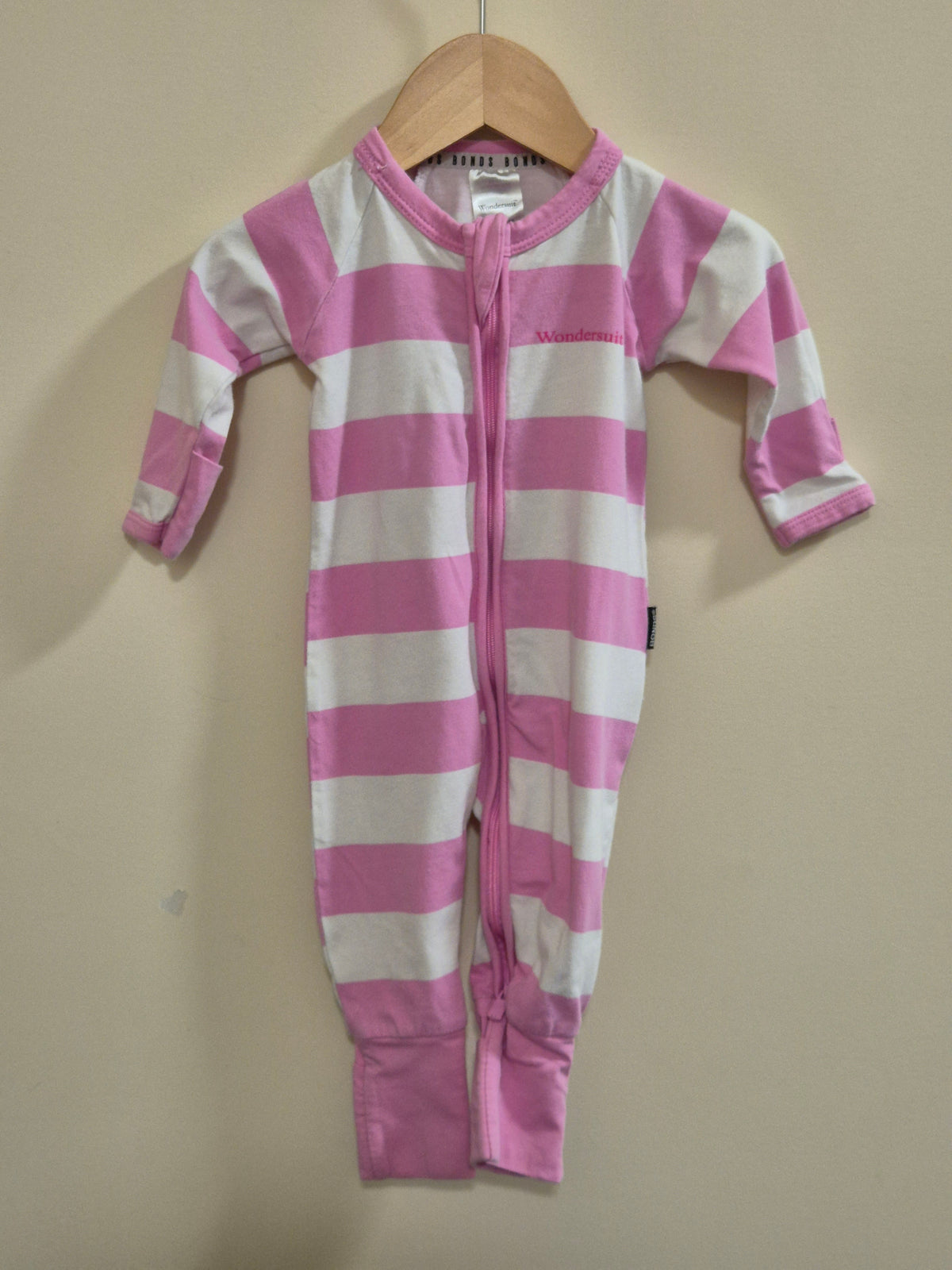 Bonds Pink & White Striped Wondersuit Size 000