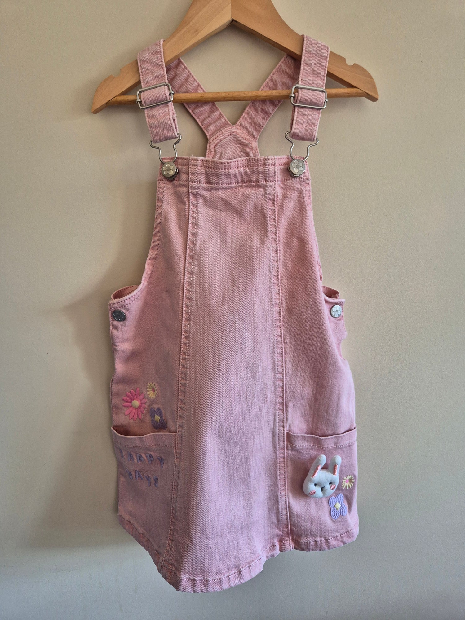 George Pink Pinafore Overalls "Happy Days" Size 5-6