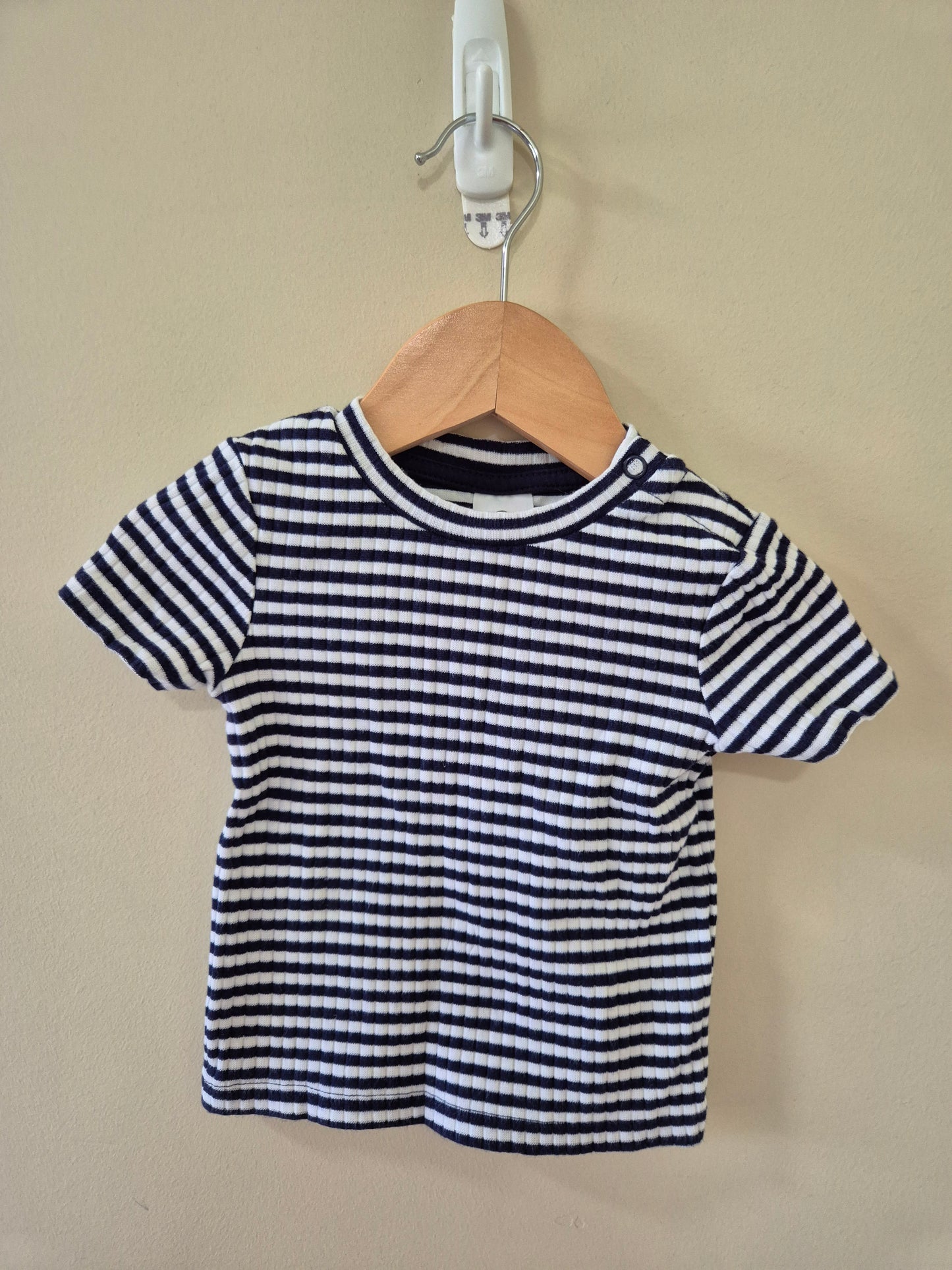 Dymples Navy Striped Ribbed Shirt Size 0