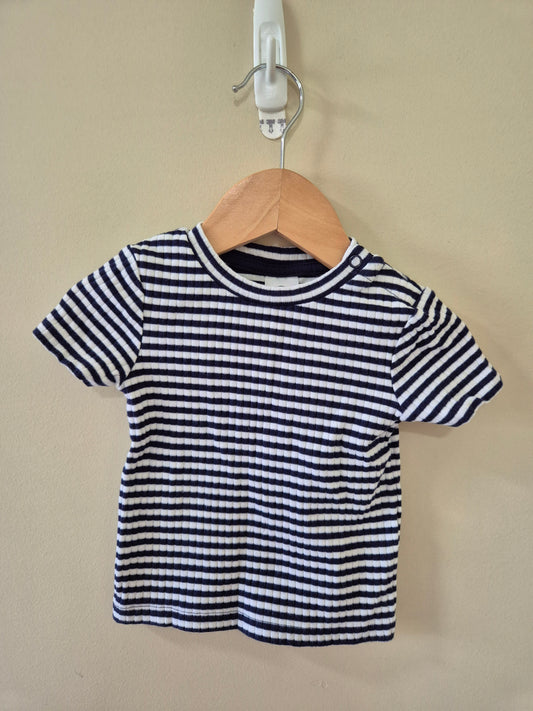 Dymples Navy Striped Ribbed Shirt Size 0